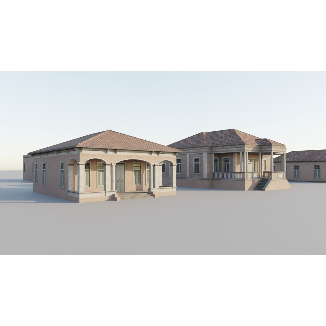 Cuban Colonial Style House Pack 3D Model – Low Poly Game Asset, FBX - View 13
