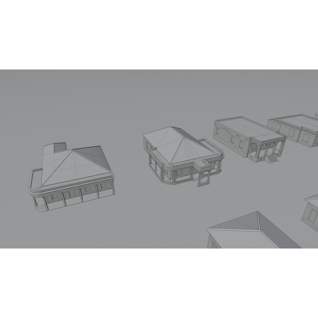 Cuban Colonial Style House Pack 3D Model – Low Poly Game Asset, FBX - View 14