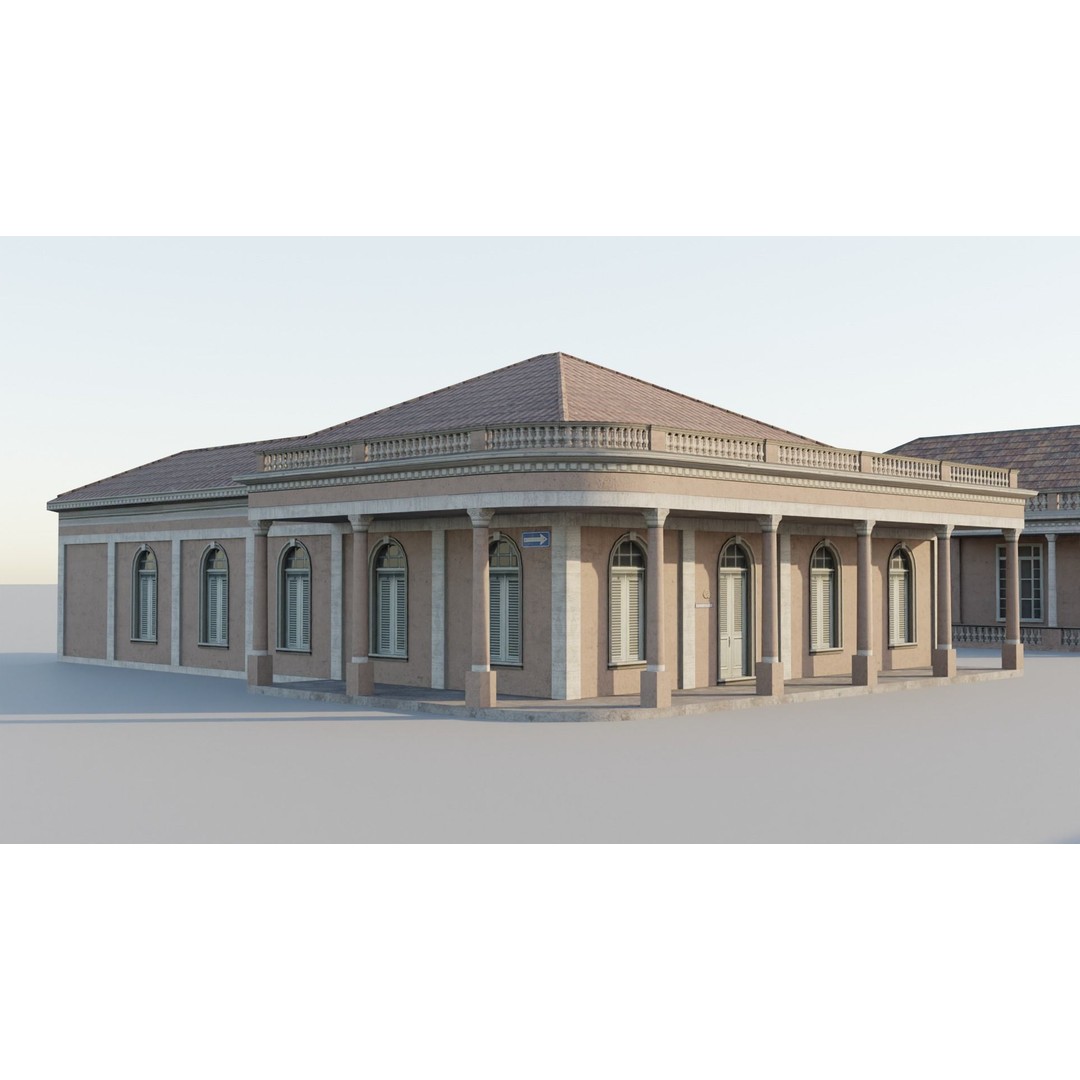Cuban Colonial Style House Pack 3D Model – Low Poly Game Asset, FBX - View 3