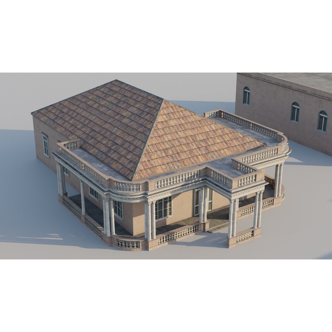 Cuban Colonial Style House Pack 3D Model – Low Poly Game Asset, FBX - View 6