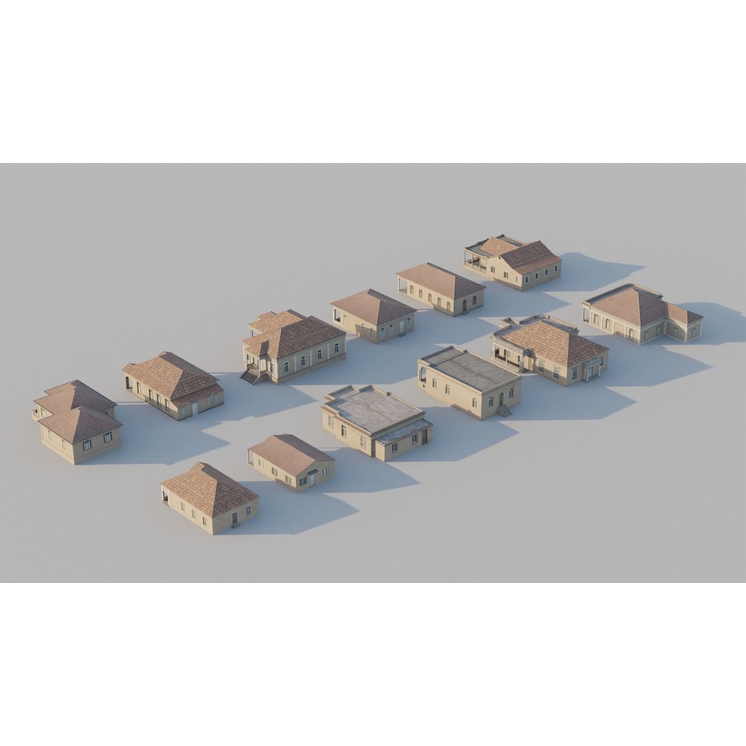 Cuban Colonial Style House Pack 3D Model – Low Poly Game Asset, FBX - View 7