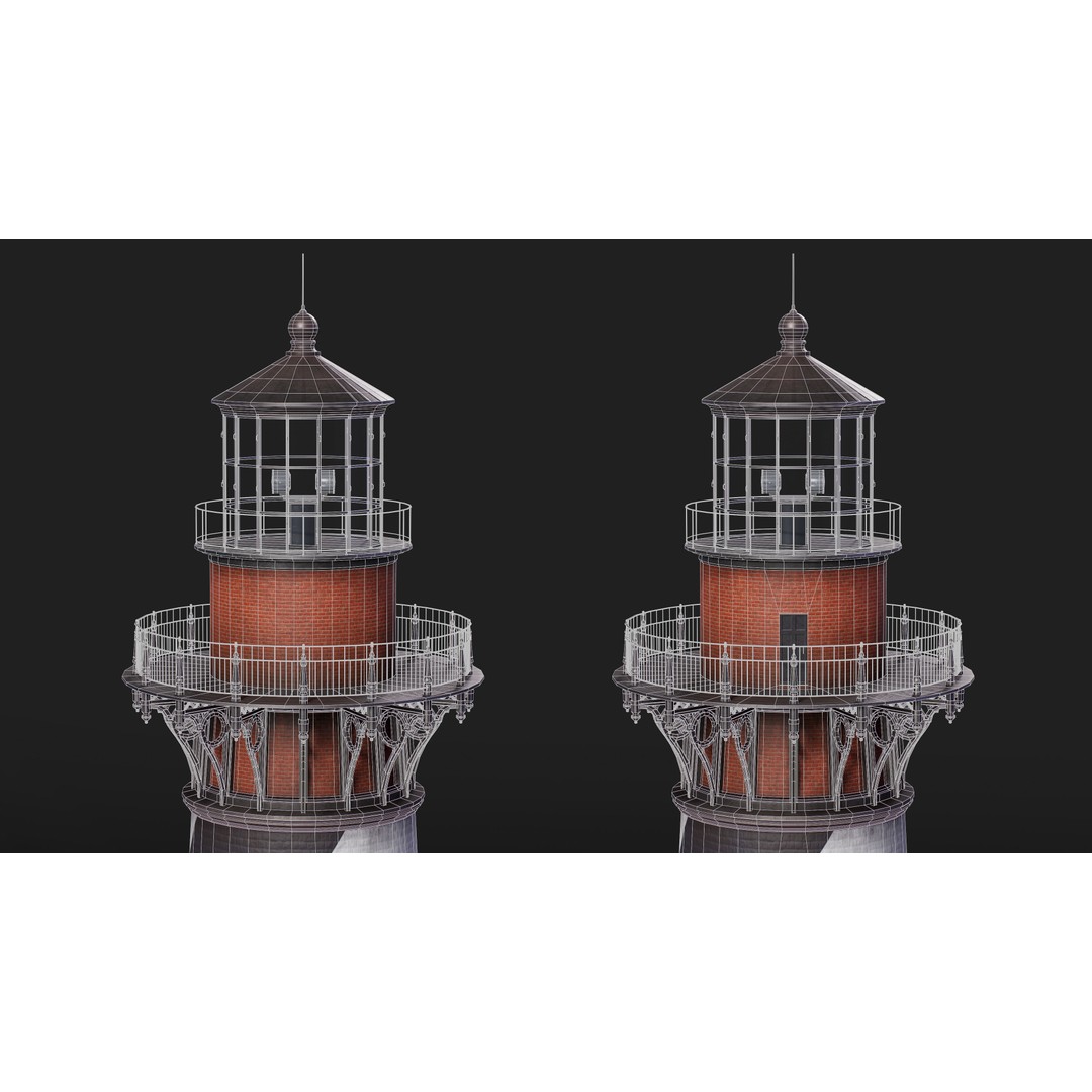 Cape Hatteras Lighthouse Tower 3D Model – Low Poly PBR Game Asset, FBX, OBJ