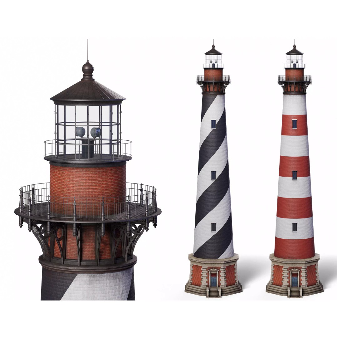 Cape Hatteras Lighthouse Tower 3D Model – Low Poly PBR Game Asset, FBX, OBJ - View 2