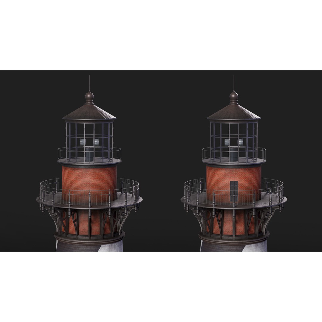 Cape Hatteras Lighthouse Tower 3D Model – Low Poly PBR Game Asset, FBX, OBJ - View 8