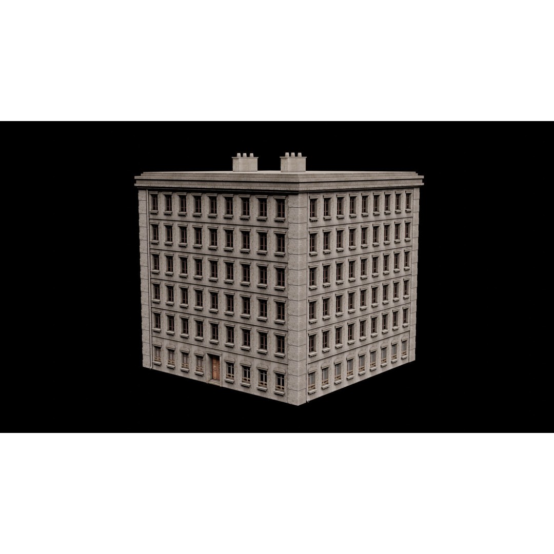 City Building Kitbash 3D Model – Urban Architecture, FBX, OBJ - View 10