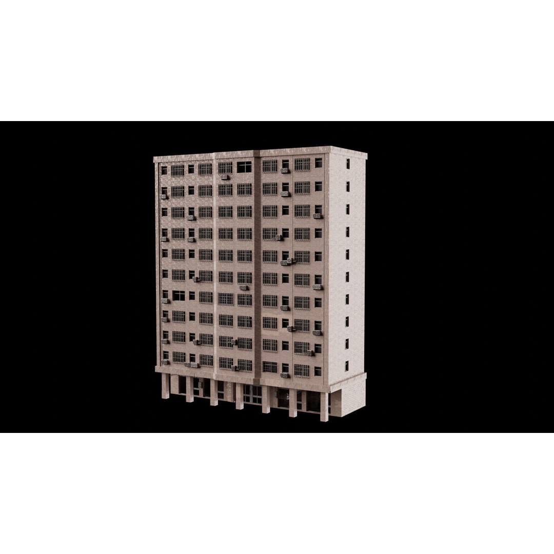 City Building Kitbash 3D Model – Urban Architecture, FBX, OBJ - View 11