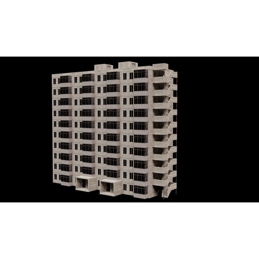 City Building Kitbash 3D Model – Urban Architecture, FBX, OBJ - View 12