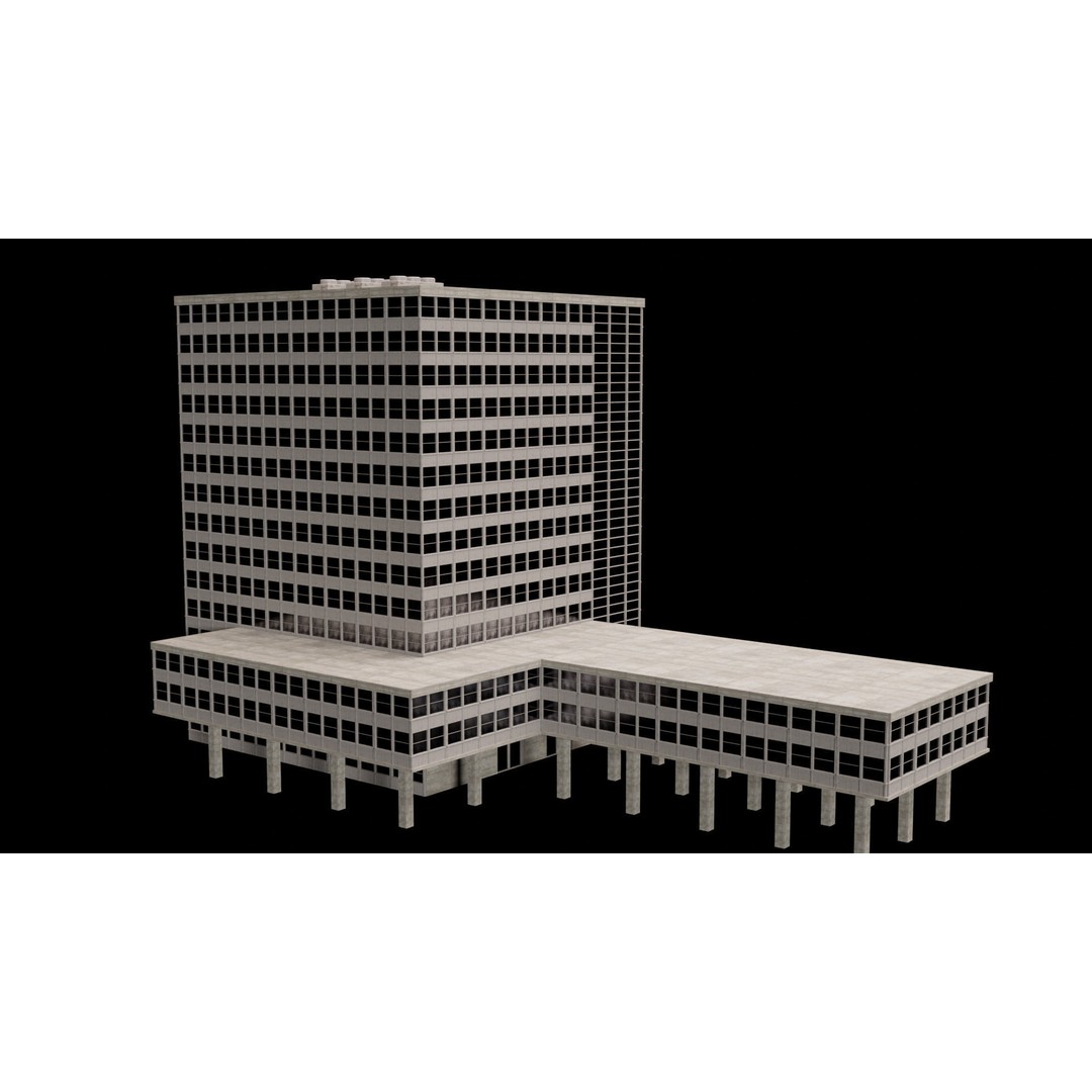 City Building Kitbash 3D Model – Urban Architecture, FBX, OBJ - View 14