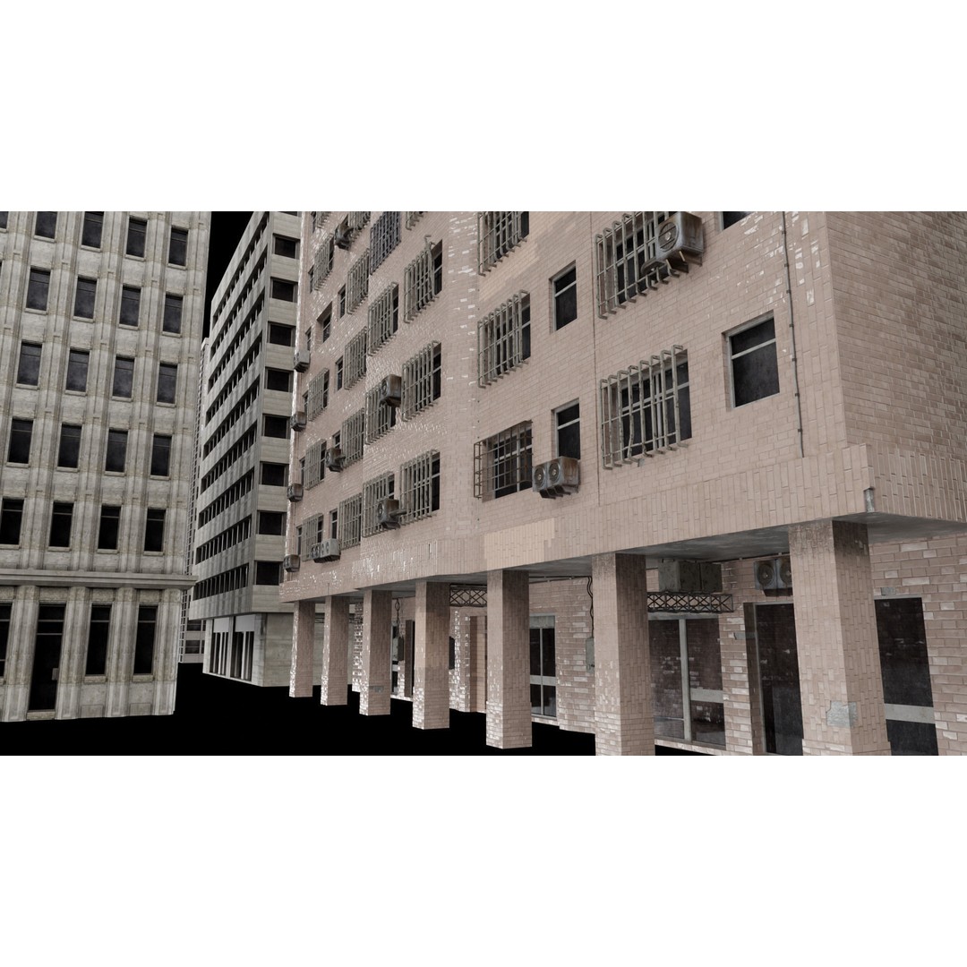 City Building Kitbash 3D Model – Urban Architecture, FBX, OBJ - View 5