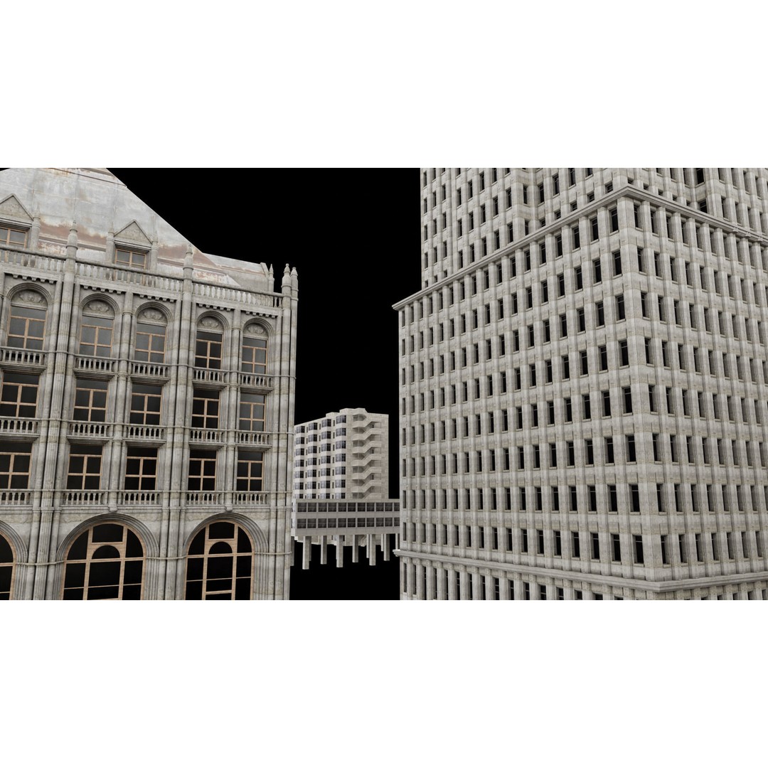 City Building Kitbash 3D Model – Urban Architecture, FBX, OBJ - View 6