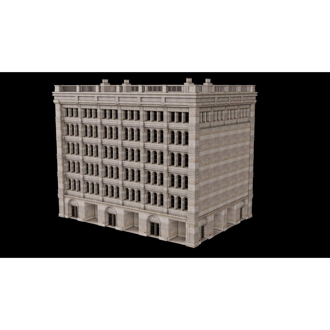 City Building Kitbash 3D Model – Urban Architecture, FBX, OBJ - View 7