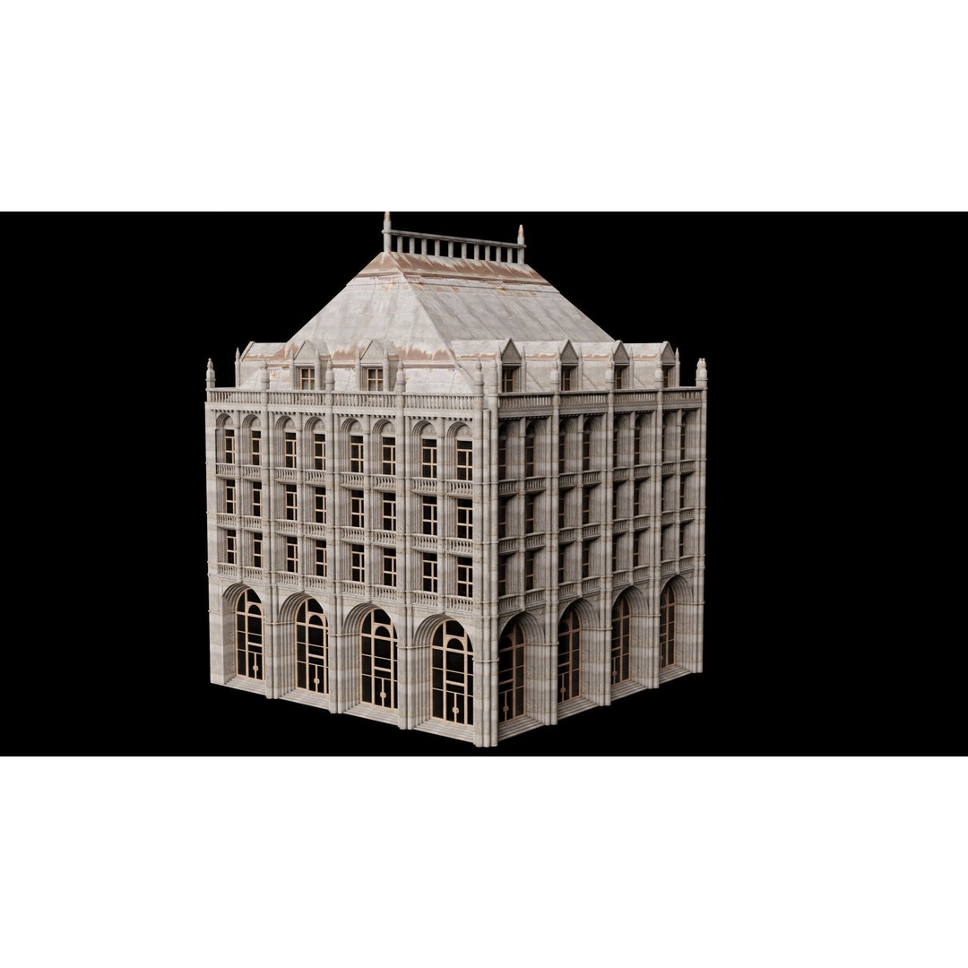 City Building Kitbash 3D Model – Urban Architecture, FBX, OBJ - View 9