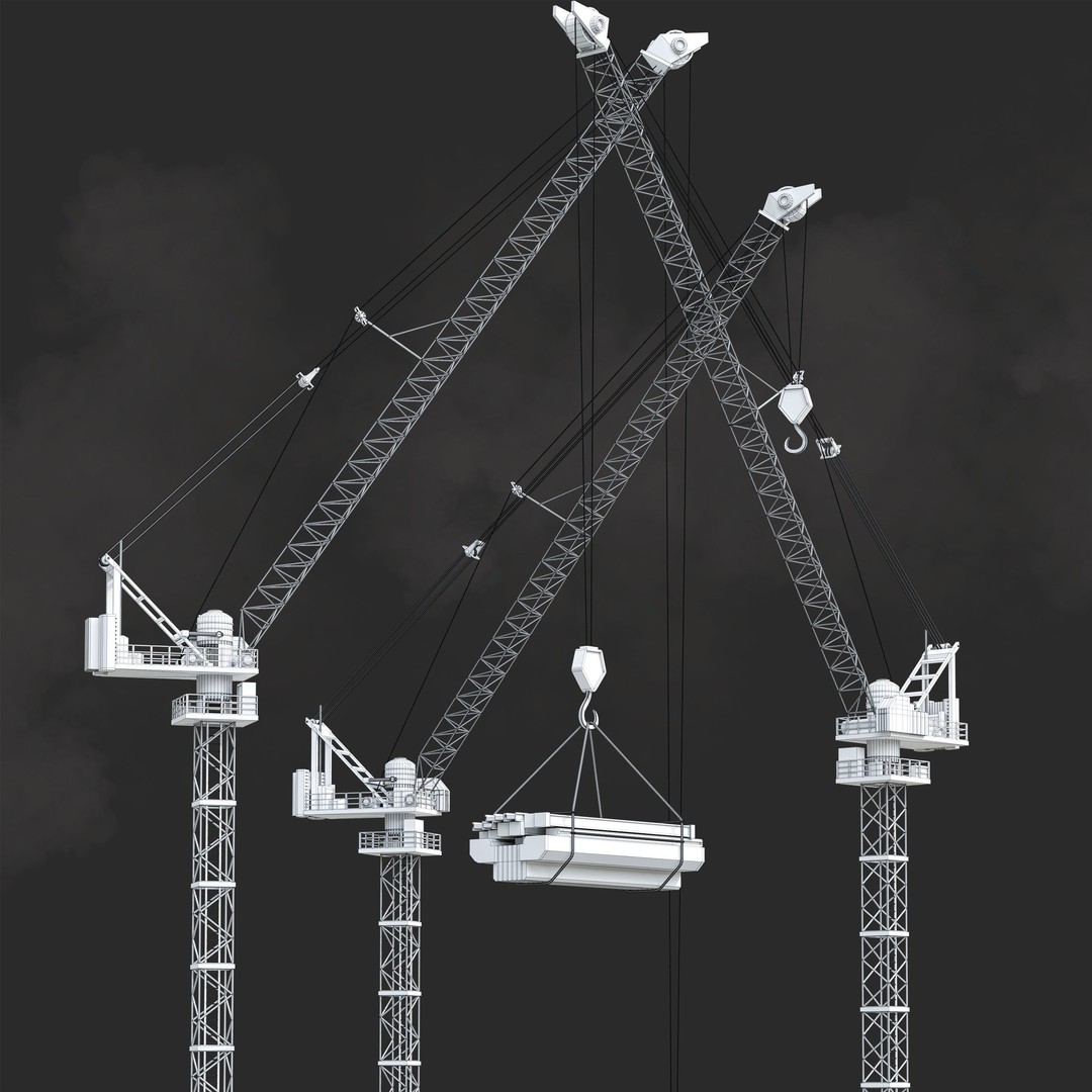 Construction Tower Crane 3D Model – Low Poly Industrial Asset, FBX