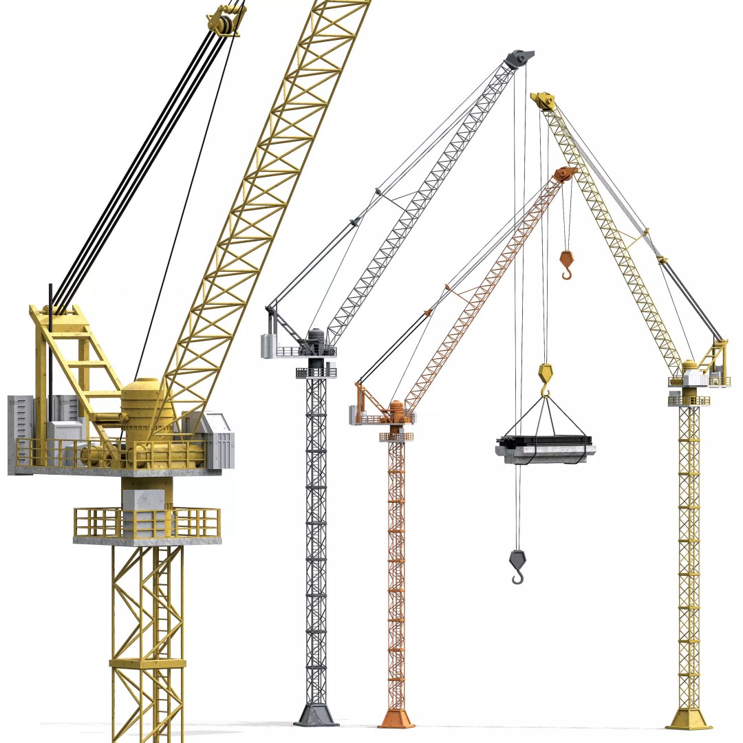 Construction Tower Crane 3D Model – Low Poly Industrial Asset, FBX - View 2