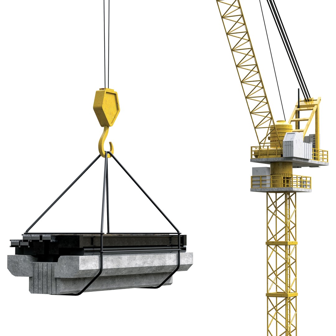 Construction Tower Crane 3D Model – Low Poly Industrial Asset, FBX - View 3