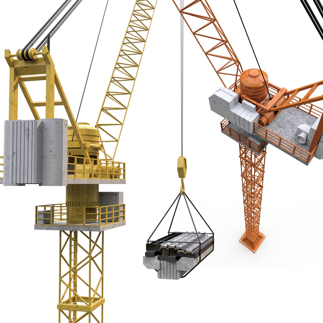 Construction Tower Crane 3D Model – Low Poly Industrial Asset, FBX - View 4