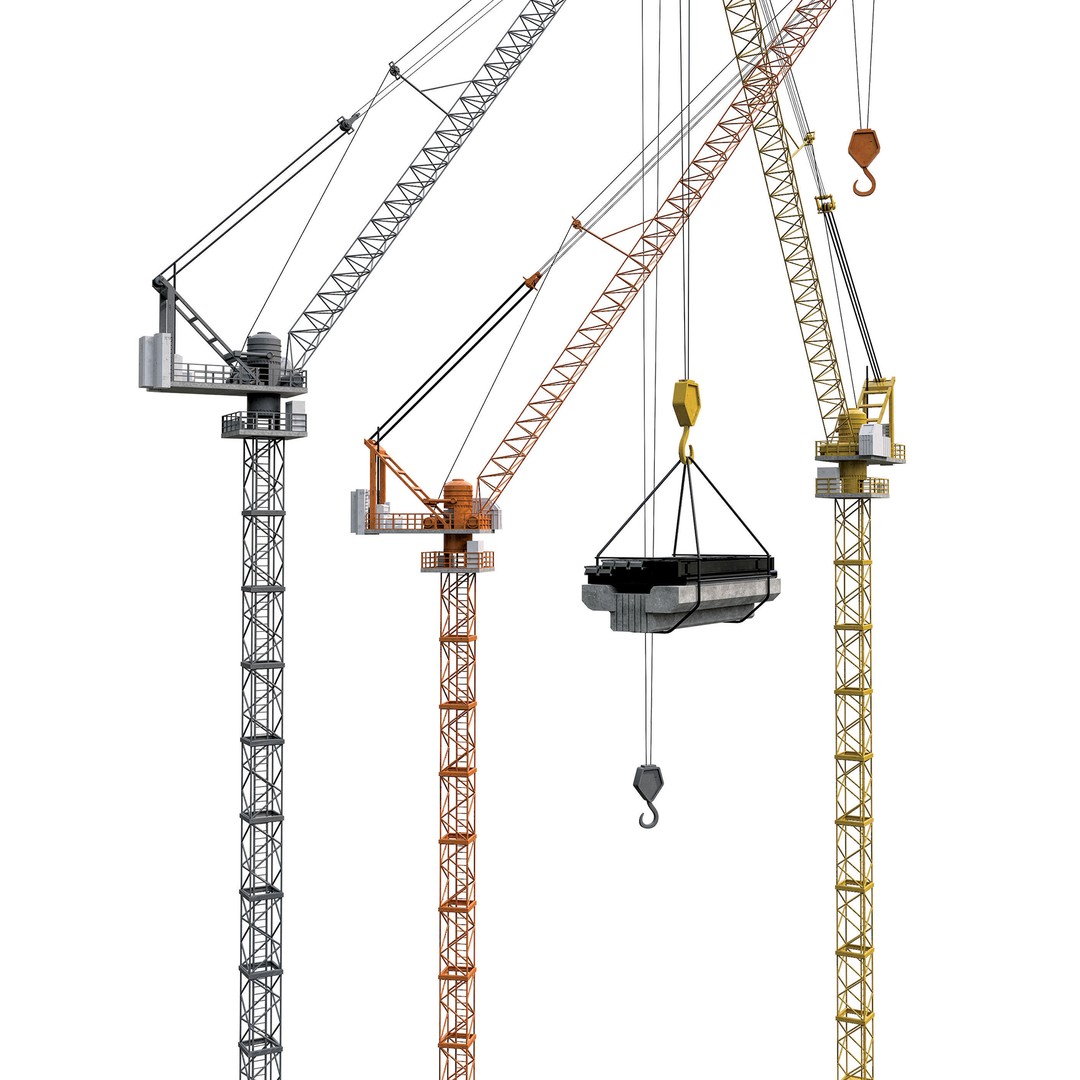 Construction Tower Crane 3D Model – Low Poly Industrial Asset, FBX - View 5