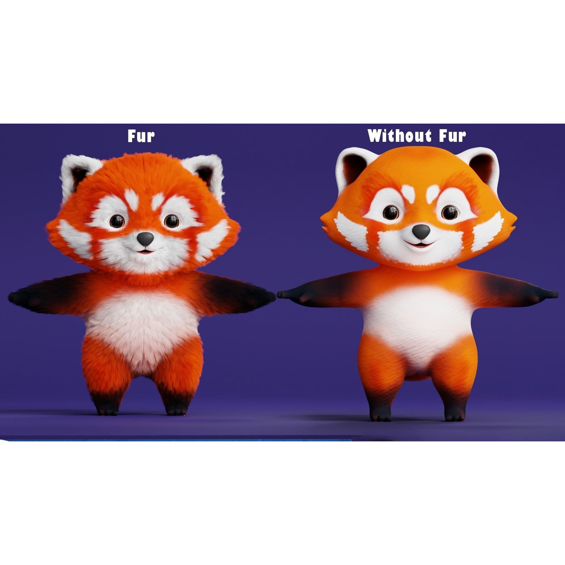 Cute Cartoon Panda - Low-Poly Game-Ready 3D Model - View 3