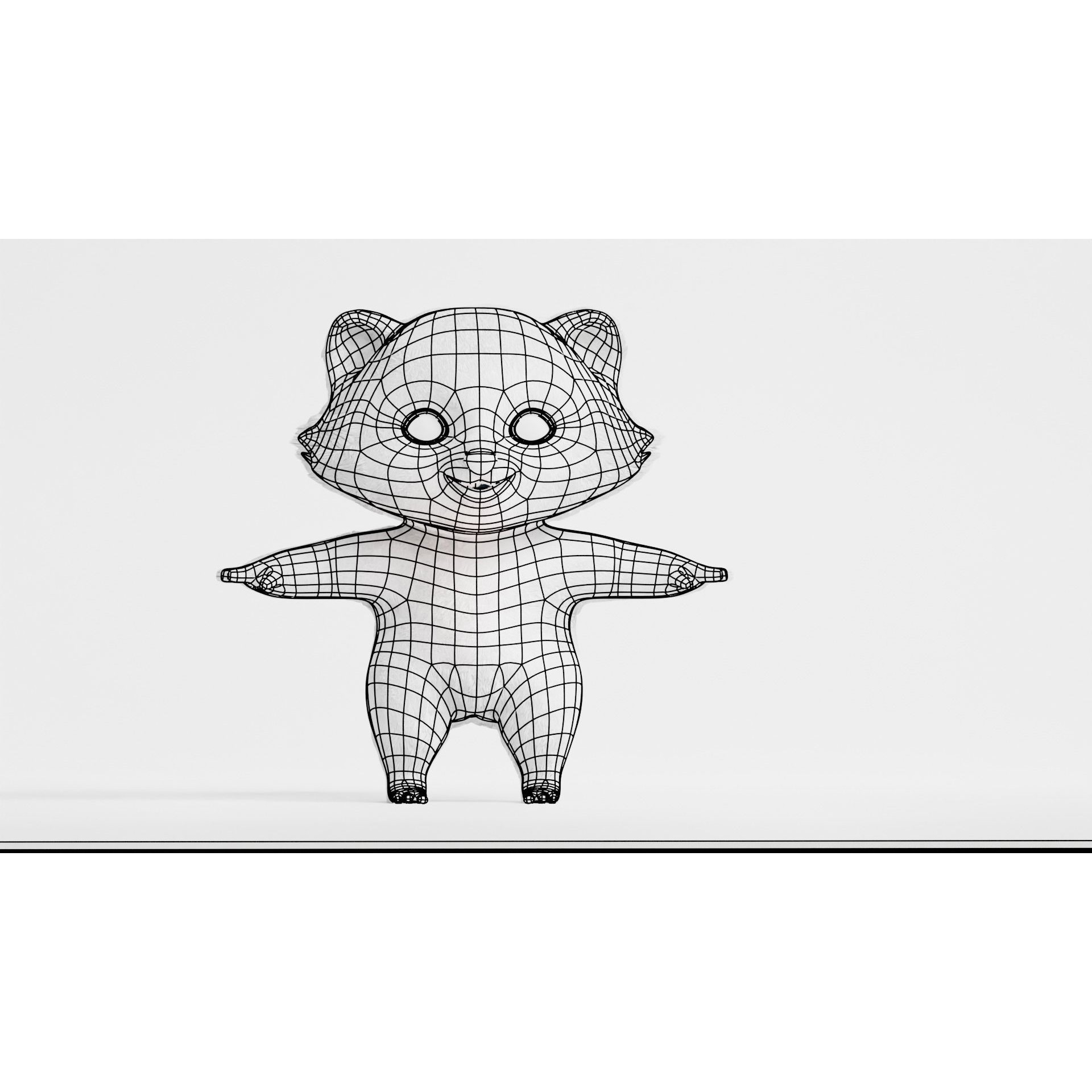 Cute Cartoon Panda - Low-Poly Game-Ready 3D Model - View 7