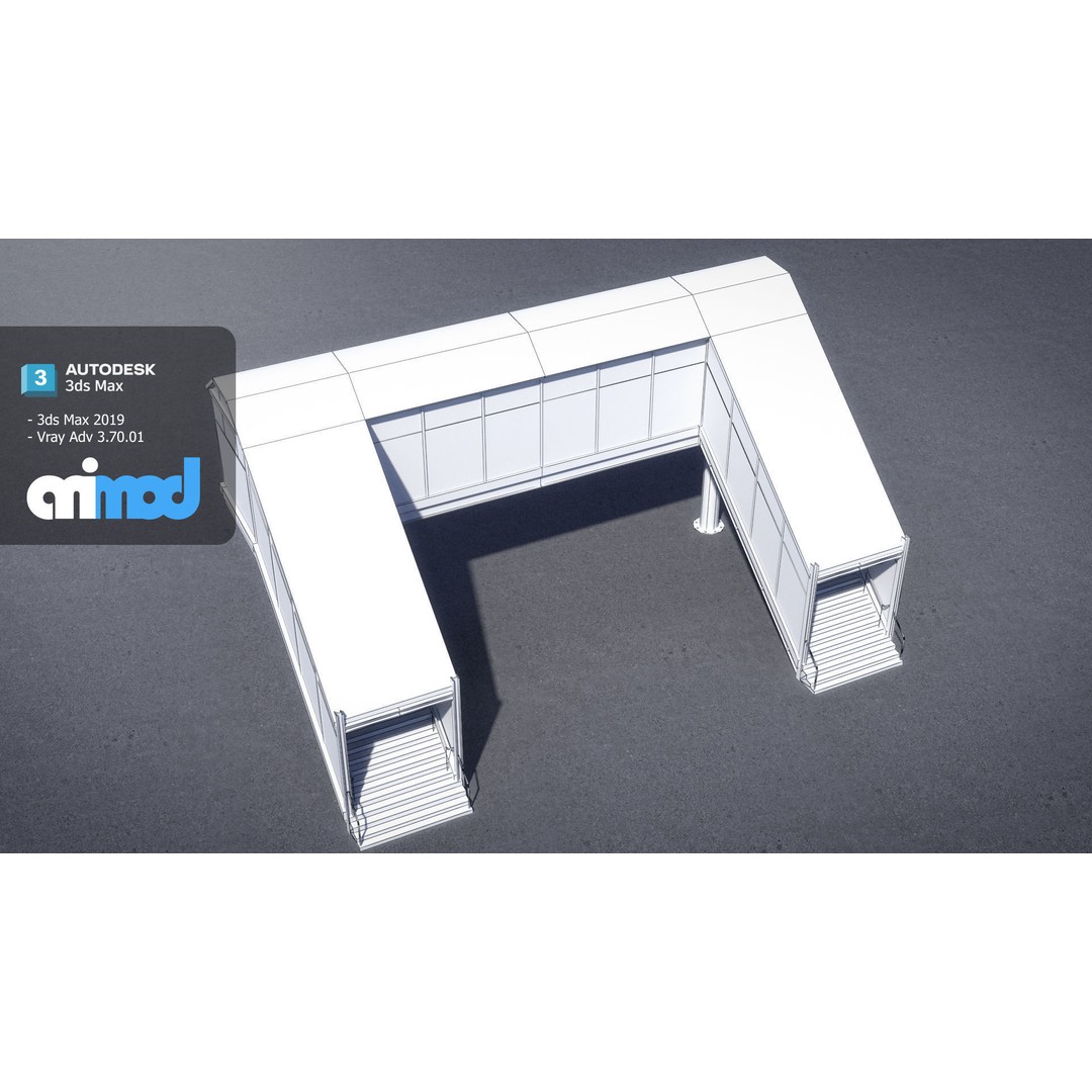 Footbridge 3D Model – Architectural Urban Overpass, FBX & PBR Textures