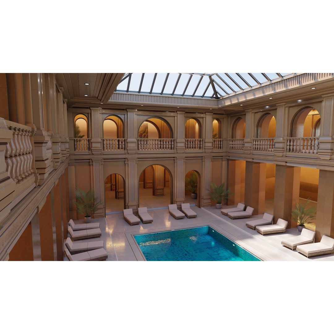 Classic Luxury Swimming Pool 3D Model – High Poly, PBR Textures, Blender, FBX - View 5