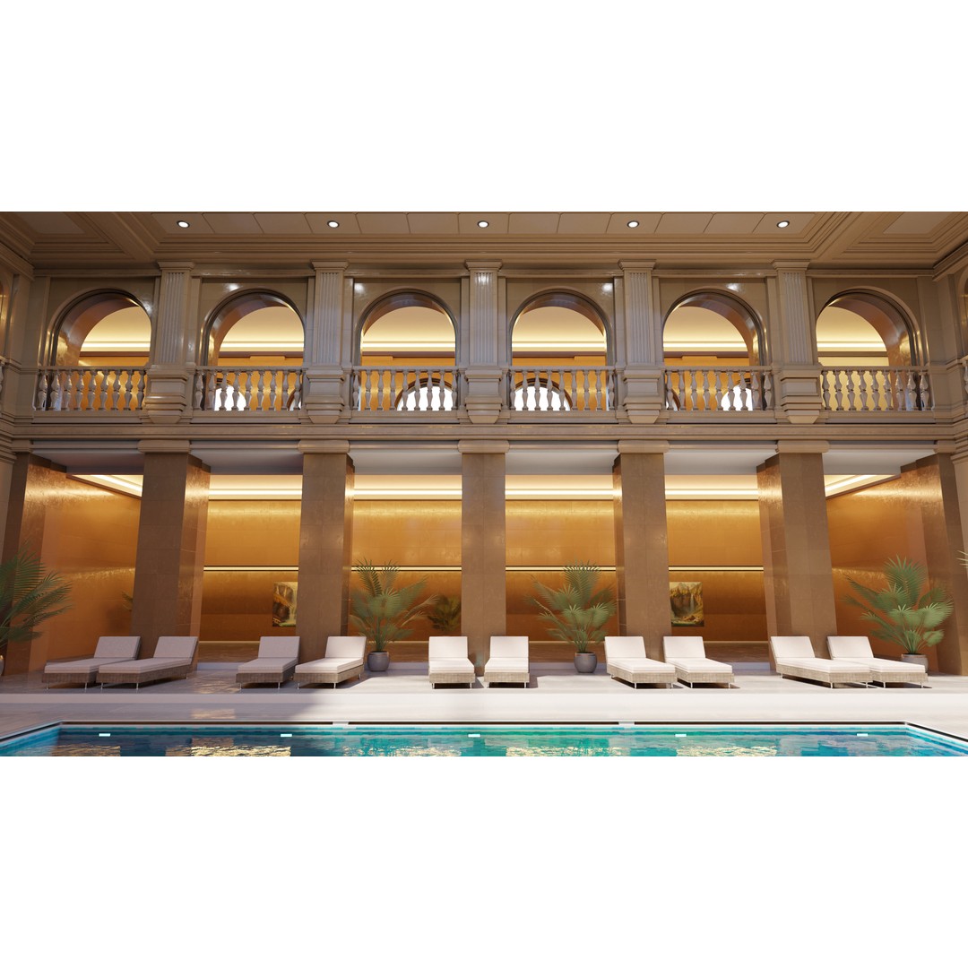 Classic Luxury Swimming Pool 3D Model – High Poly, PBR Textures, Blender, FBX - View 7