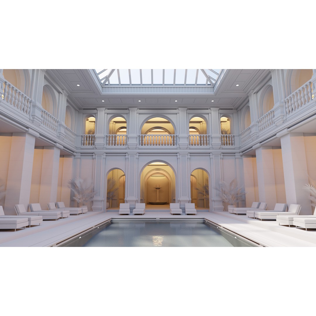 Classic Luxury Swimming Pool 3D Model – High Poly, PBR Textures, Blender, FBX - View 8