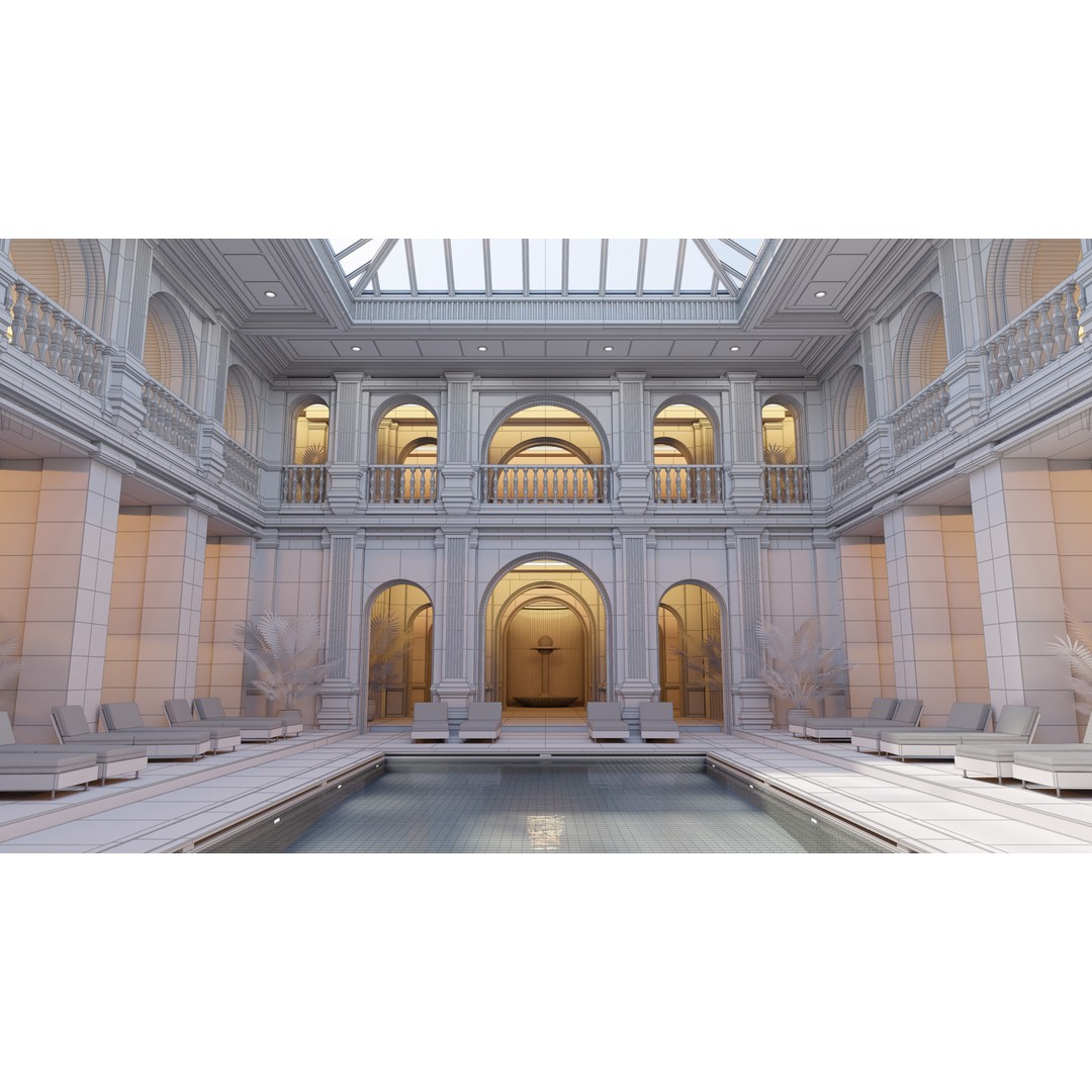 Classic Luxury Swimming Pool 3D Model – High Poly, PBR Textures, Blender, FBX - View 9