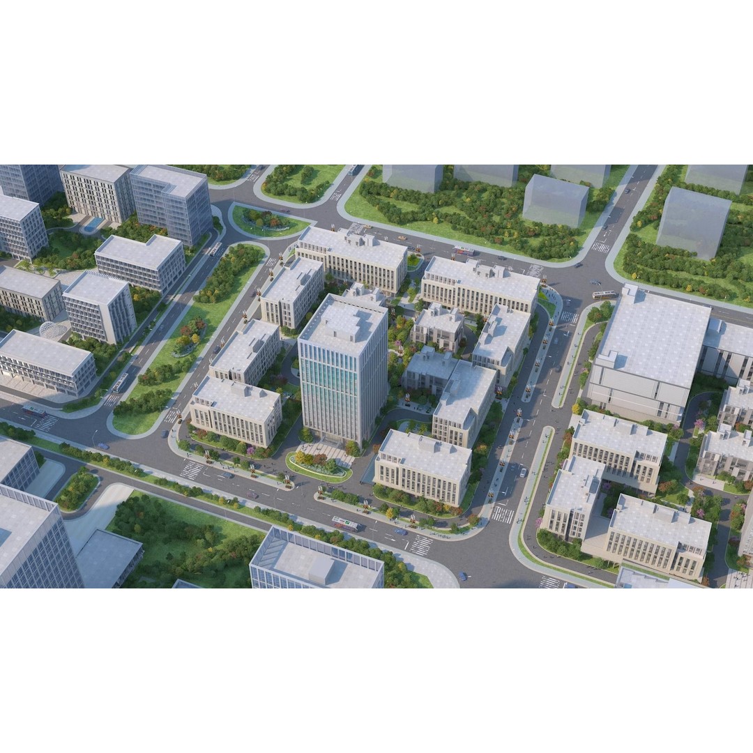 Architectural Animation Shots 3D Model – Urban Cityscape, FBX & OBJ - View 3