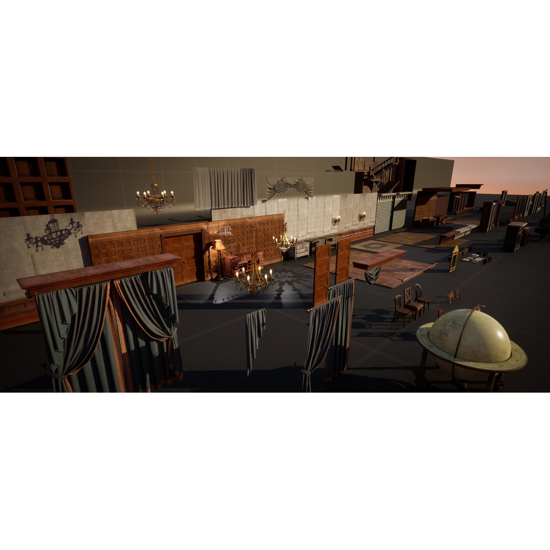 Vintage Mansion 3D Model – Low-Poly Interior Kit for UE5