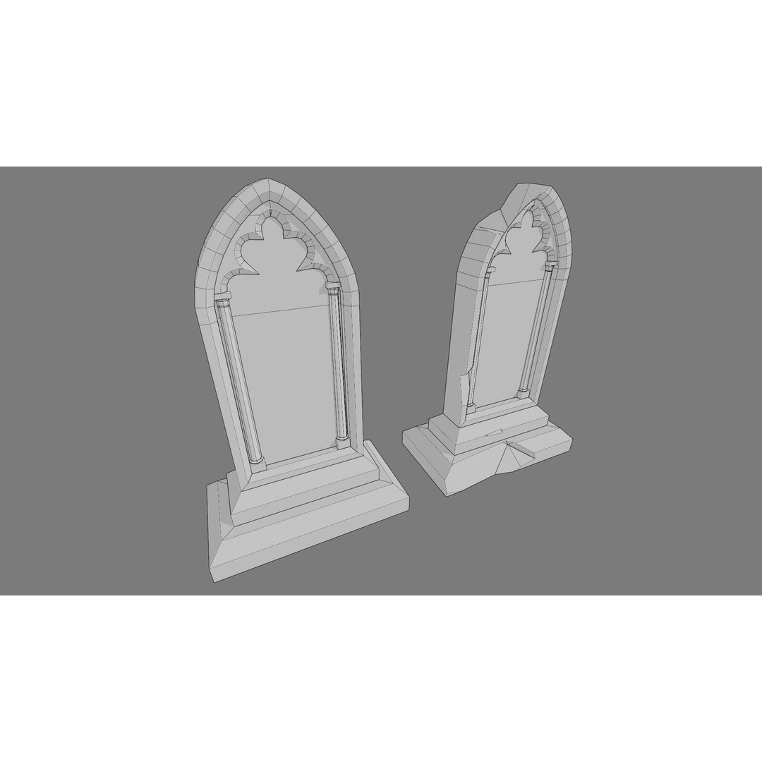Cemetery Gravestone 3D Model – Low Poly Game Asset, FBX, OBJ
