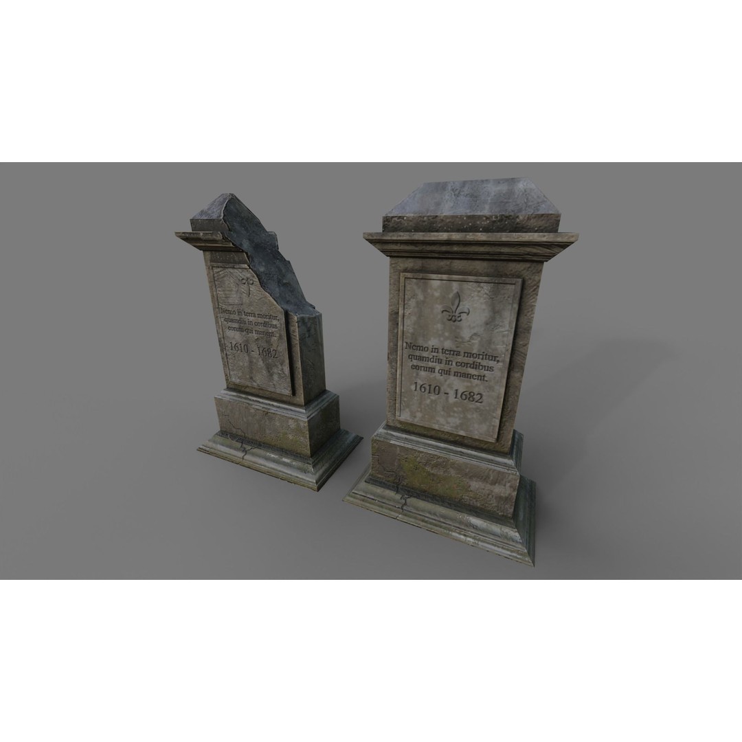 Cemetery Gravestone 3D Model – Low Poly Game Asset, FBX, OBJ - View 17