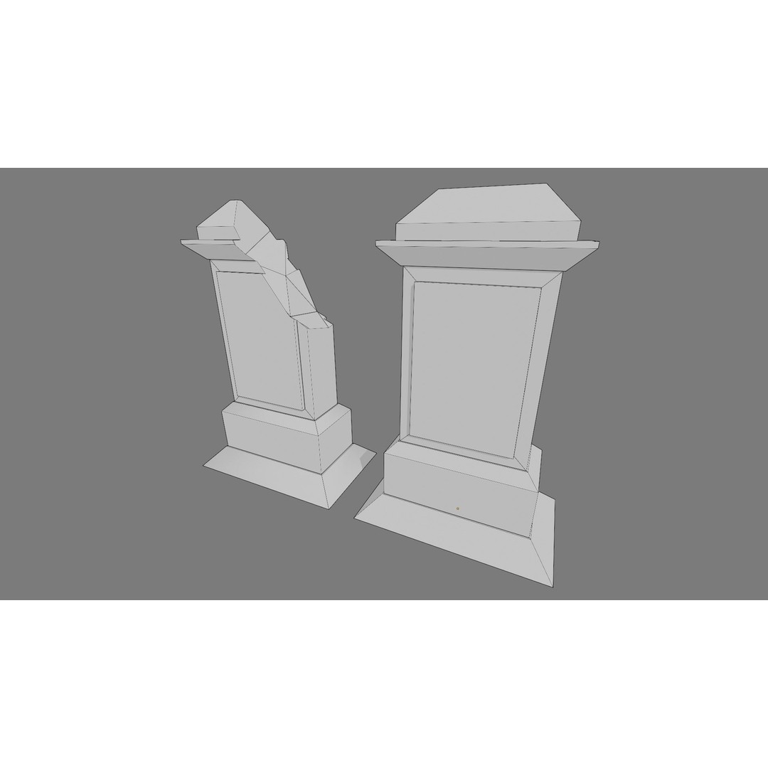 Cemetery Gravestone 3D Model – Low Poly Game Asset, FBX, OBJ - View 18