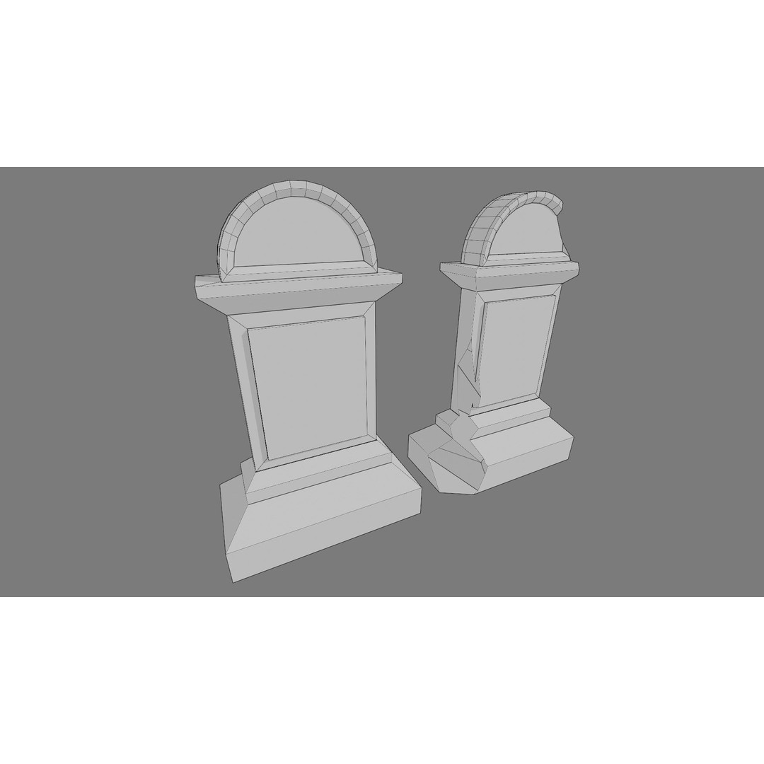 Cemetery Gravestone 3D Model – Low Poly Game Asset, FBX, OBJ - View 20