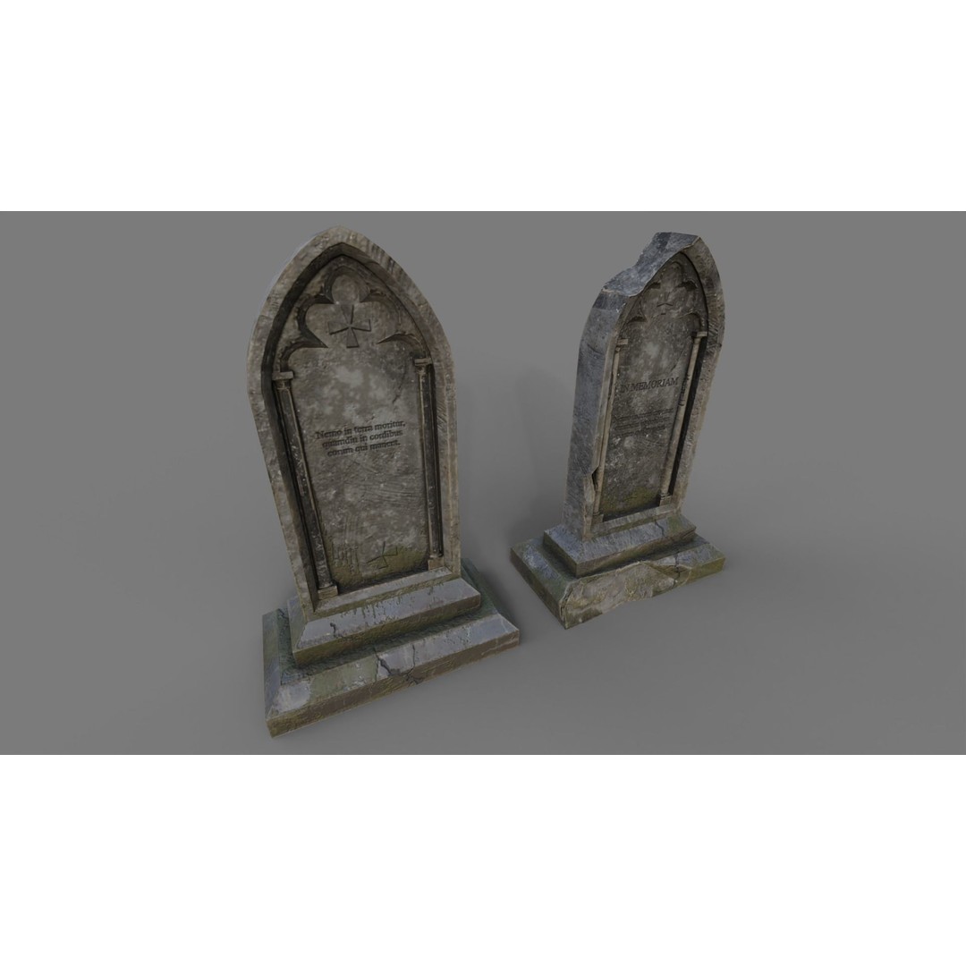 Cemetery Gravestone 3D Model – Low Poly Game Asset, FBX, OBJ - View 21