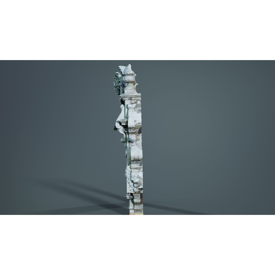 Decorative Door Head 3D Model – Low Poly Arch with Statue, FBX - View 10