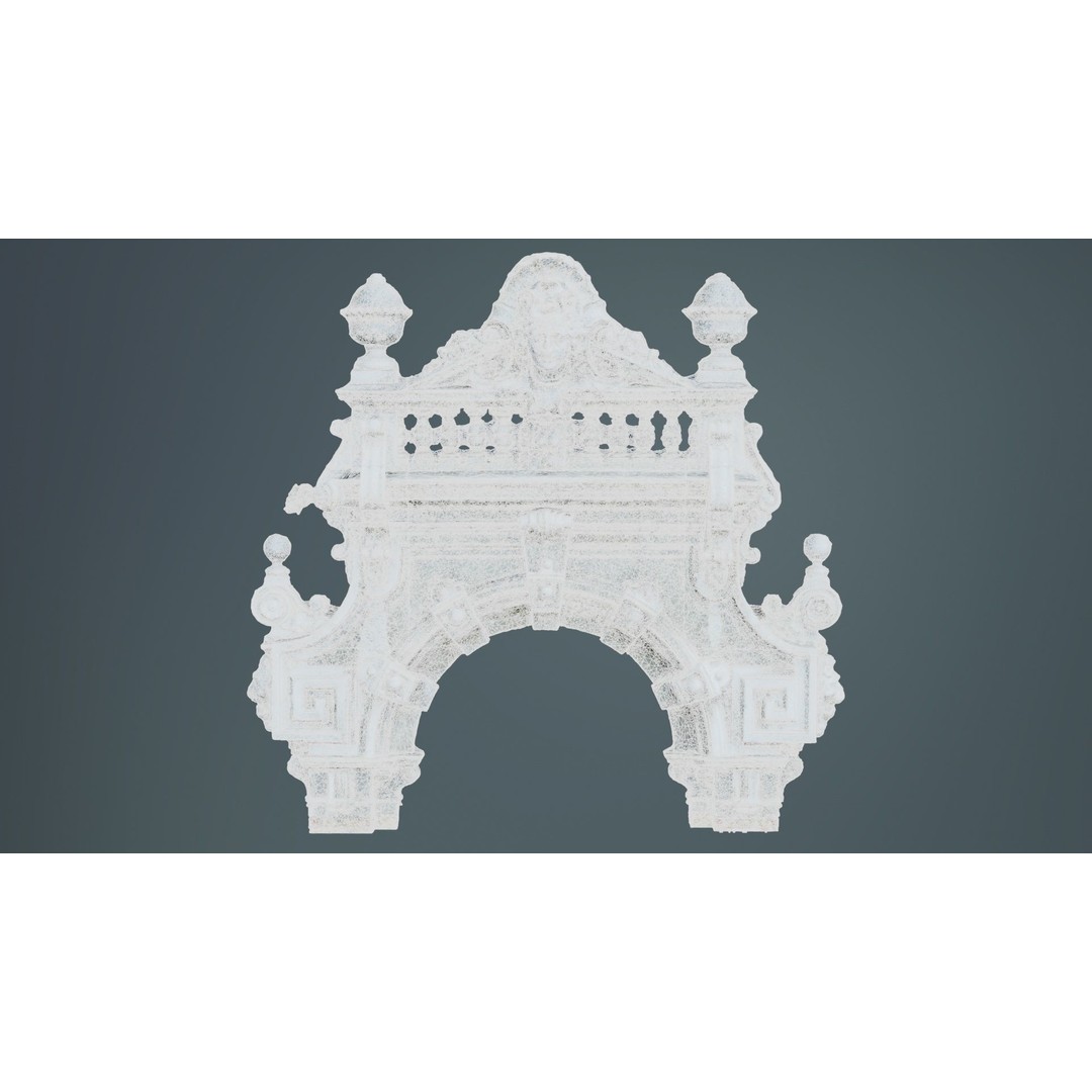 Decorative Door Head 3D Model – Low Poly Arch with Statue, FBX - View 11