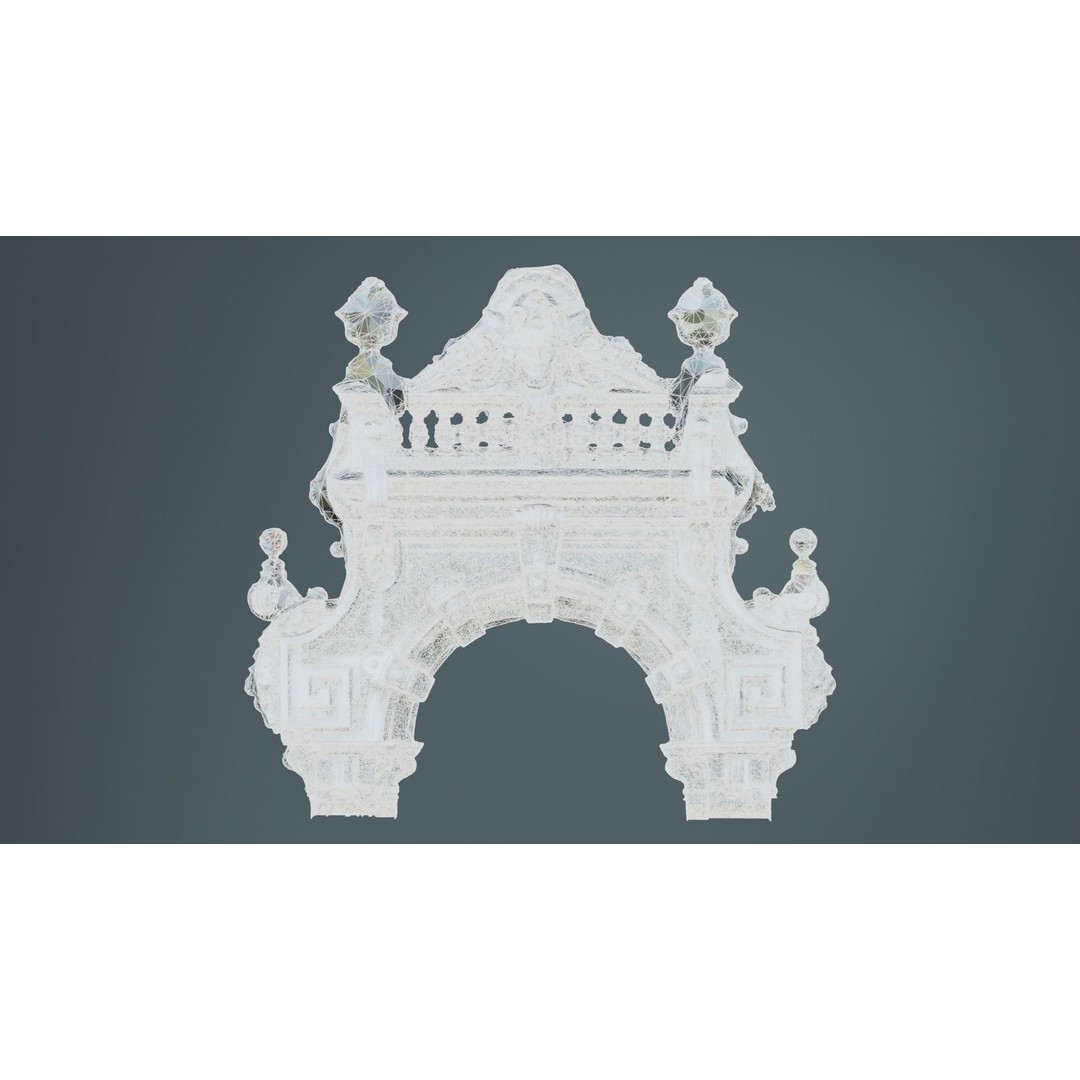 Decorative Door Head 3D Model – Low Poly Arch with Statue, FBX - View 12
