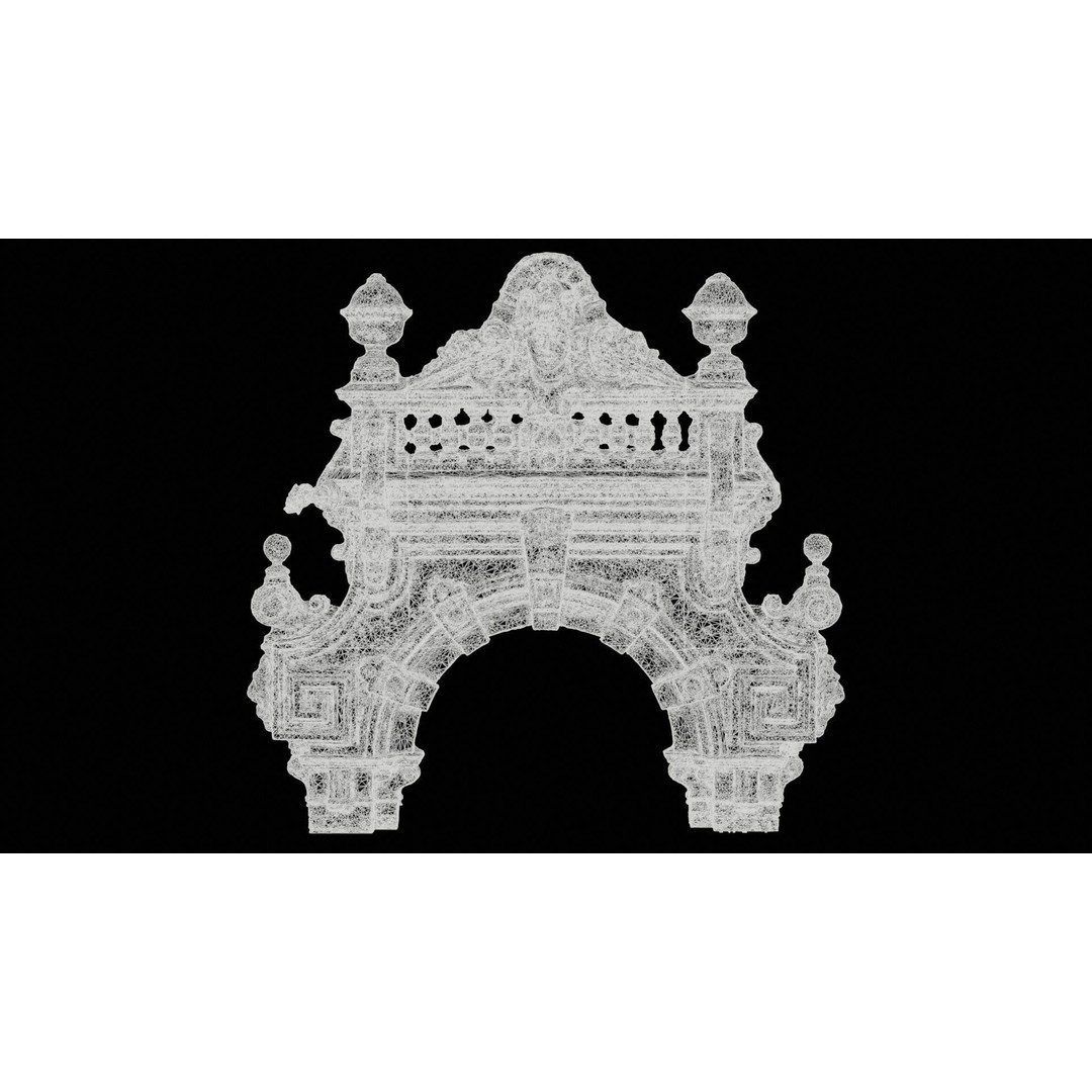 Decorative Door Head 3D Model – Low Poly Arch with Statue, FBX - View 13