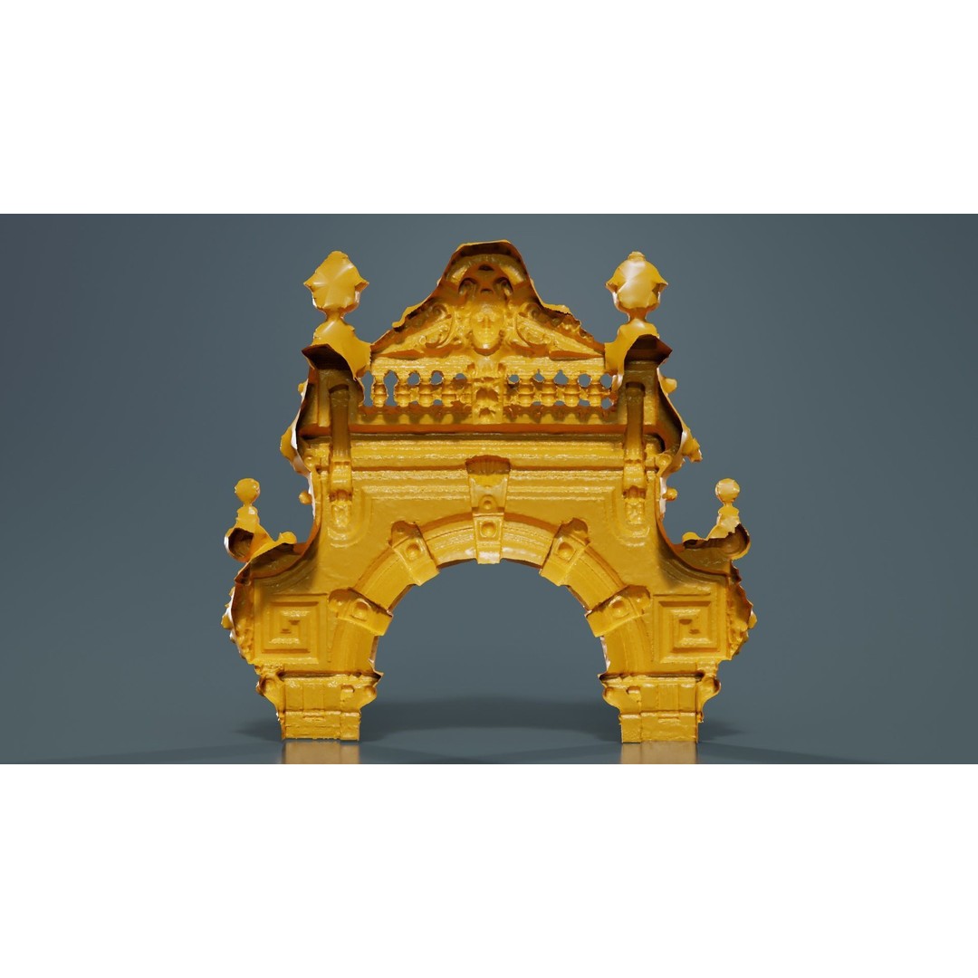 Decorative Door Head 3D Model – Low Poly Arch with Statue, FBX - View 15