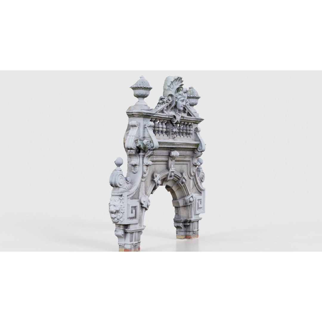 Decorative Door Head 3D Model – Low Poly Arch with Statue, FBX - View 19