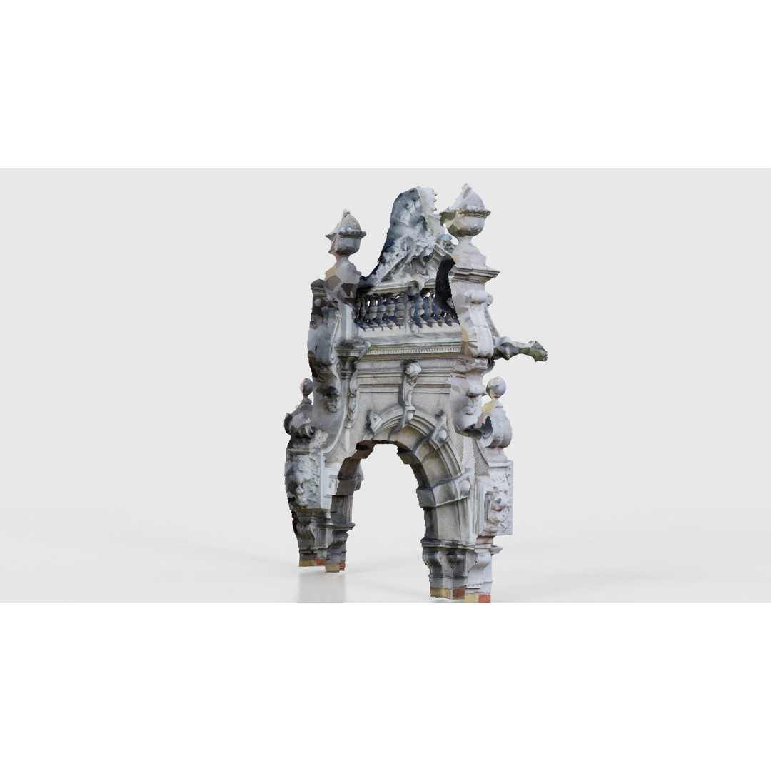 Decorative Door Head 3D Model – Low Poly Arch with Statue, FBX - View 21