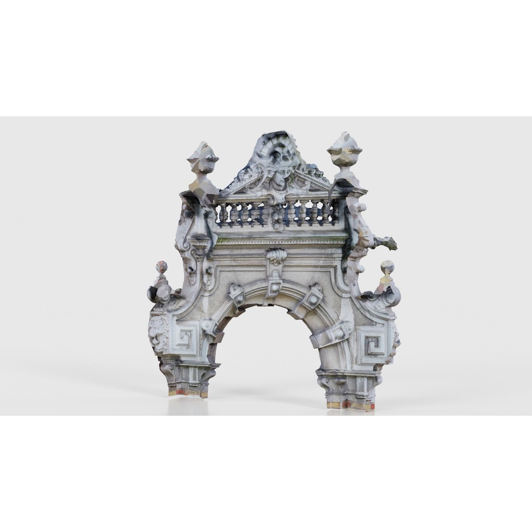 Decorative Door Head 3D Model – Low Poly Arch with Statue, FBX - View 22