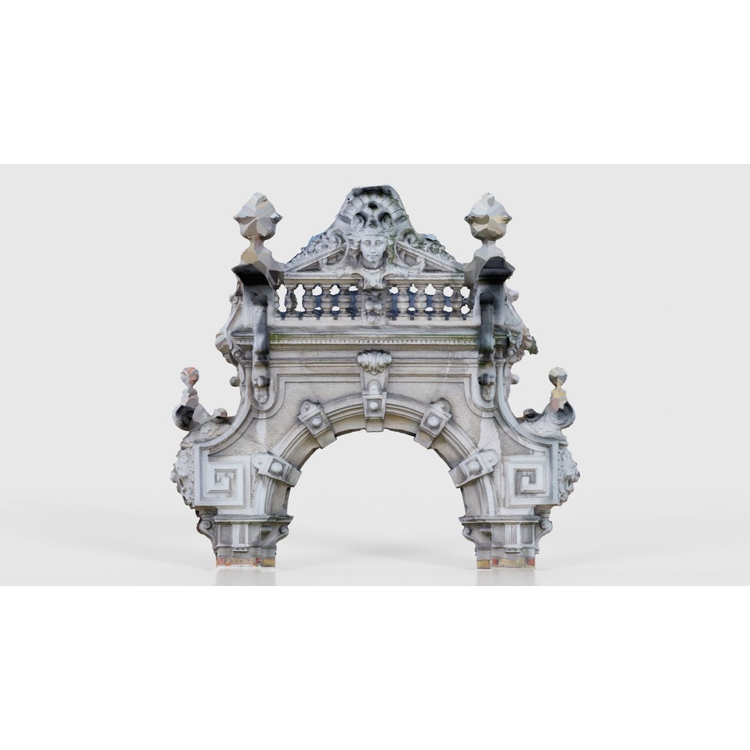 Decorative Door Head 3D Model – Low Poly Arch with Statue, FBX - View 23