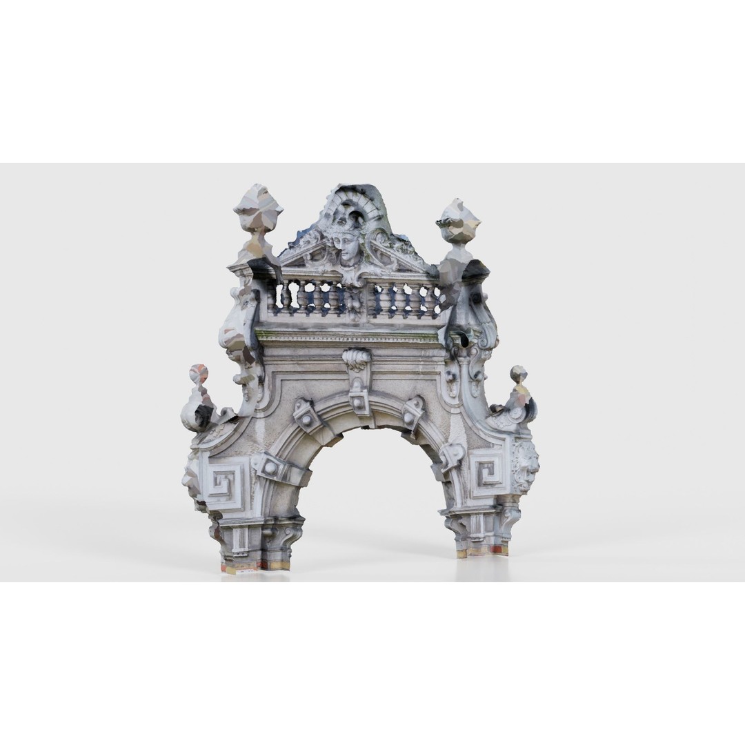 Decorative Door Head 3D Model – Low Poly Arch with Statue, FBX - View 24
