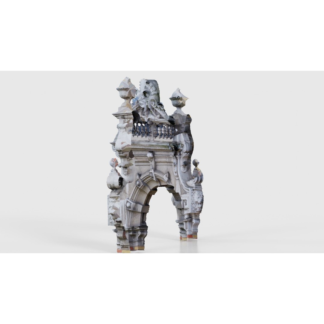 Decorative Door Head 3D Model – Low Poly Arch with Statue, FBX - View 25