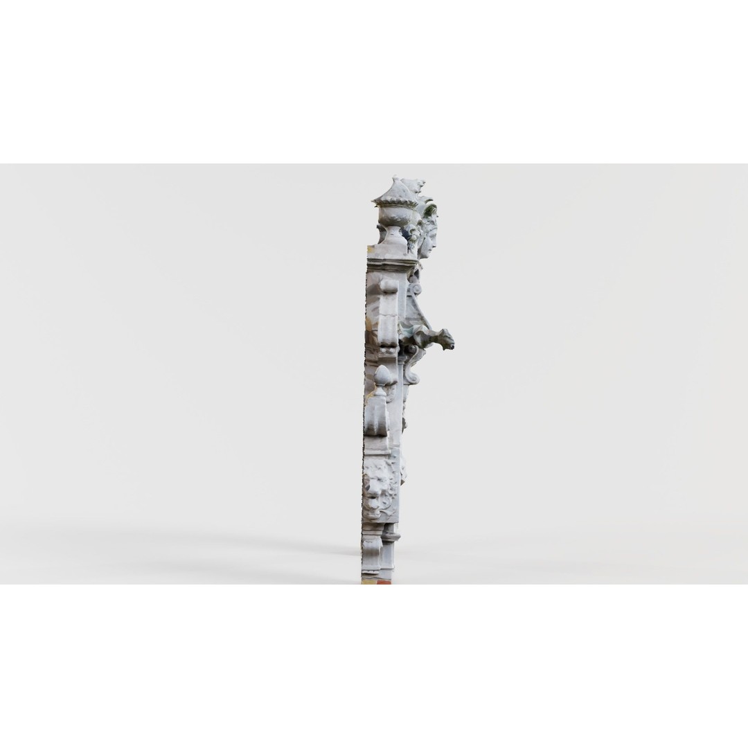 Decorative Door Head 3D Model – Low Poly Arch with Statue, FBX - View 3