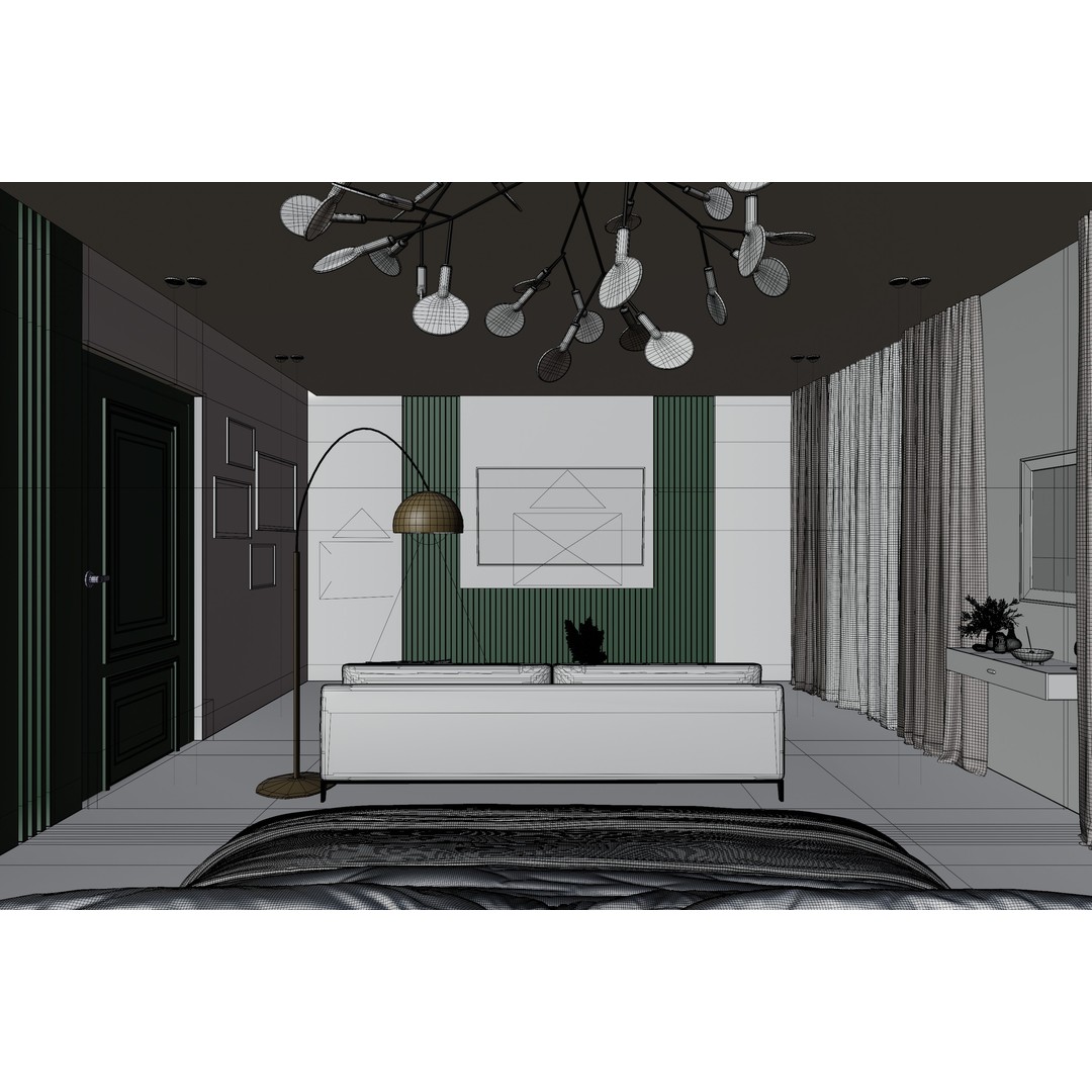 Green Apartment 3D Model – High Poly Interior Scene, Blender - View 11