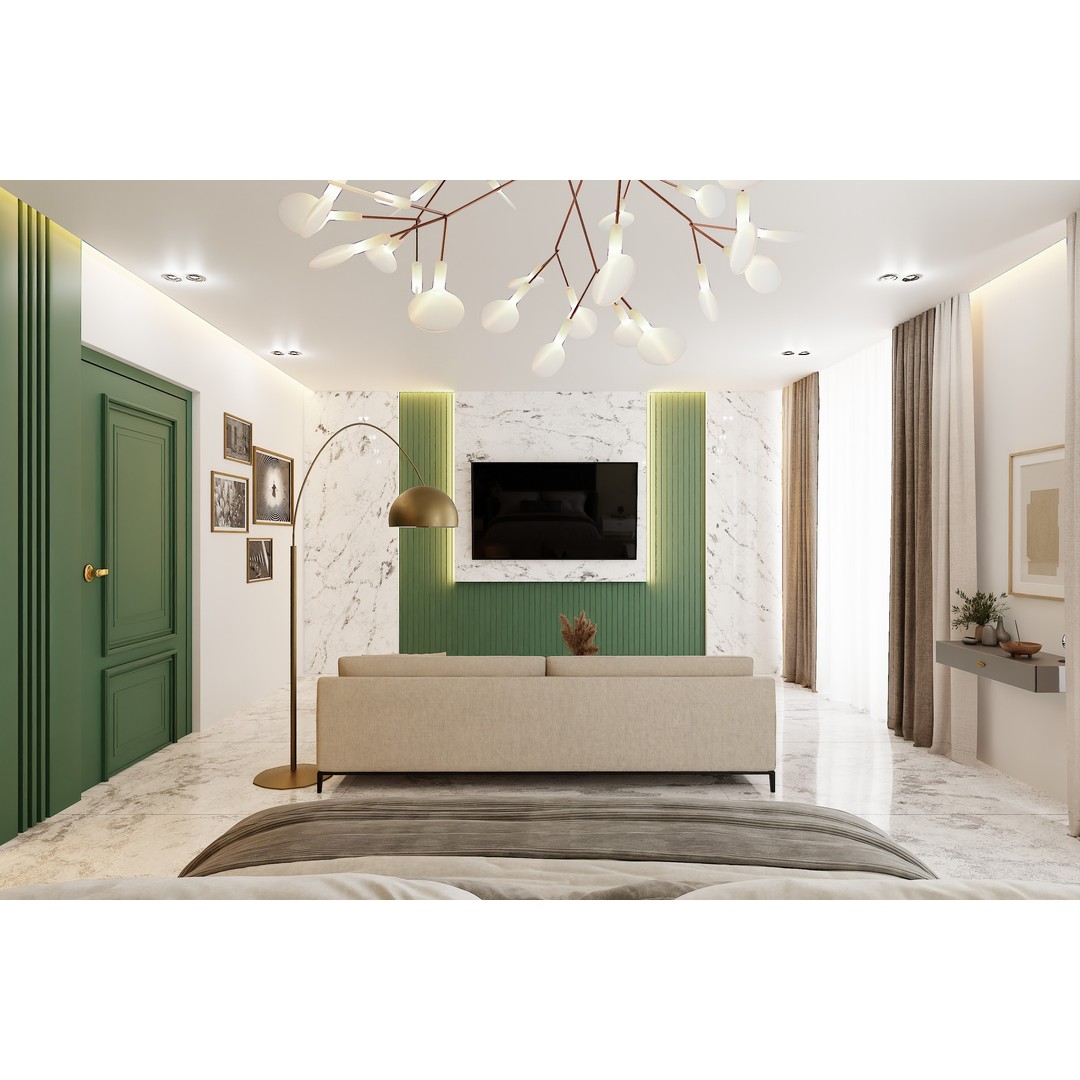 Green Apartment 3D Model – High Poly Interior Scene, Blender - View 6