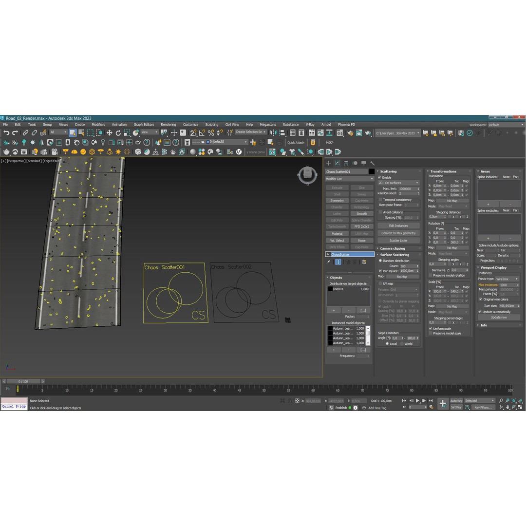 Wet Road 3D Model – PBR Textured Autumn Scene, FBX - View 13